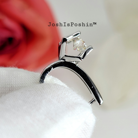 1CT. T.W. Moissanite round cut latch back earrings in sterling silver - Picture 7 of 14